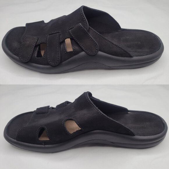 HAMMACHER SCHLEMMER Black Leather The Gentlemen's Walk ON Air Sandal Size 44 - Picture 5 of 8